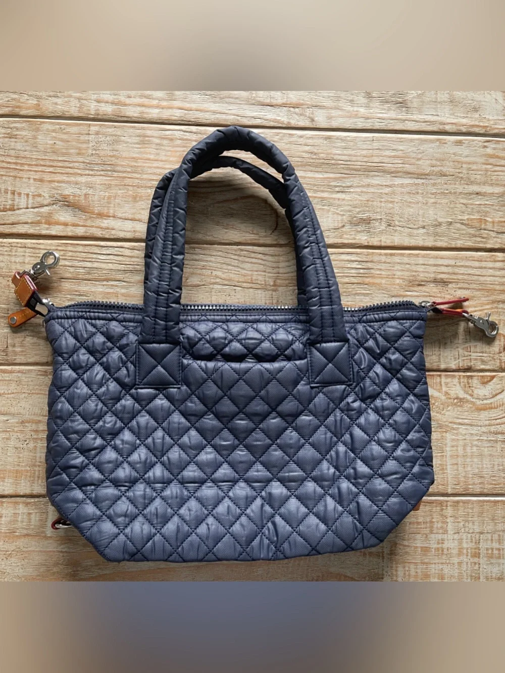 MZ Wallace Navy Quilter Medium Sutton Deluxe, Includes Duster and Straps